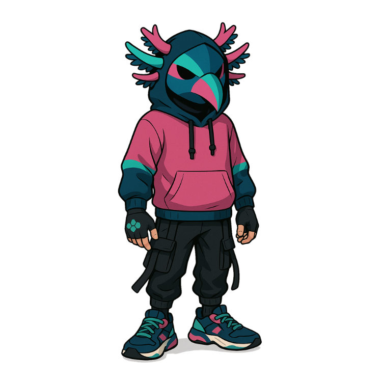 Arc, the Arcane Designer mascot, standing confidently